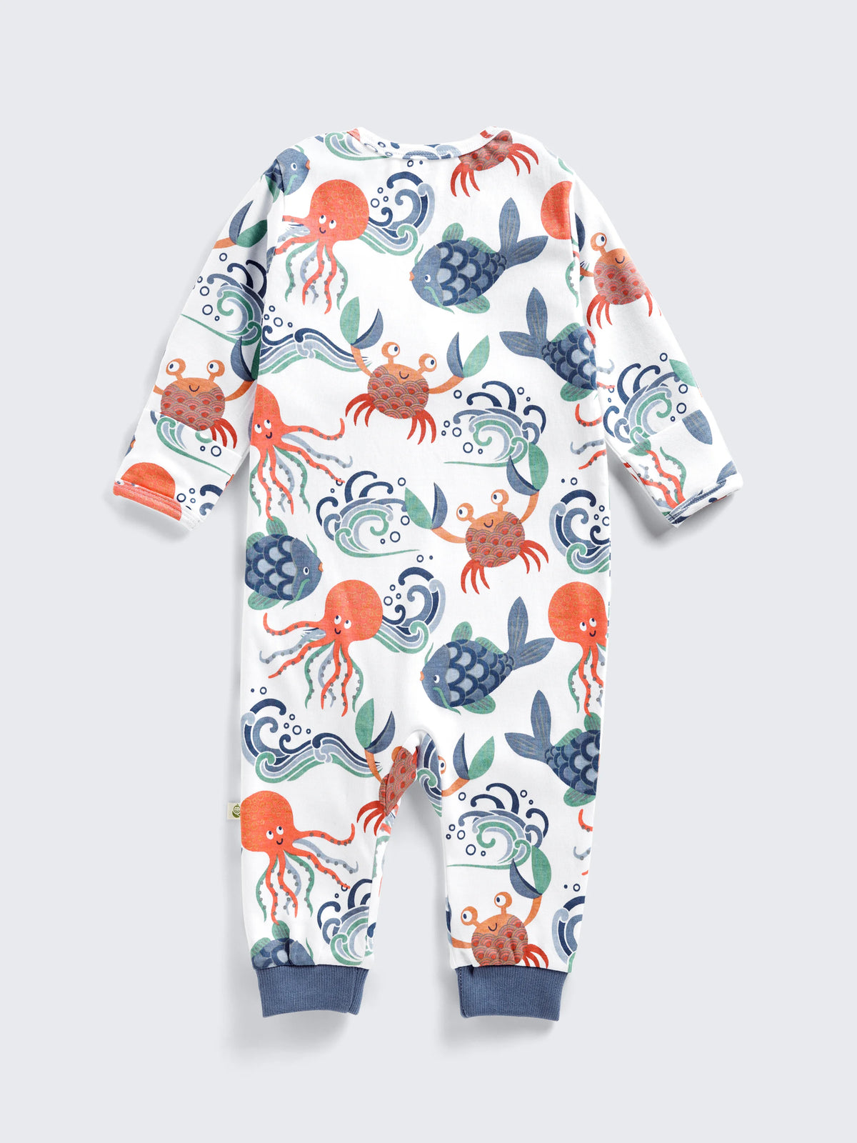 Ocean Friends Print Footless Baby Sleepsuit With 2-Way Zip