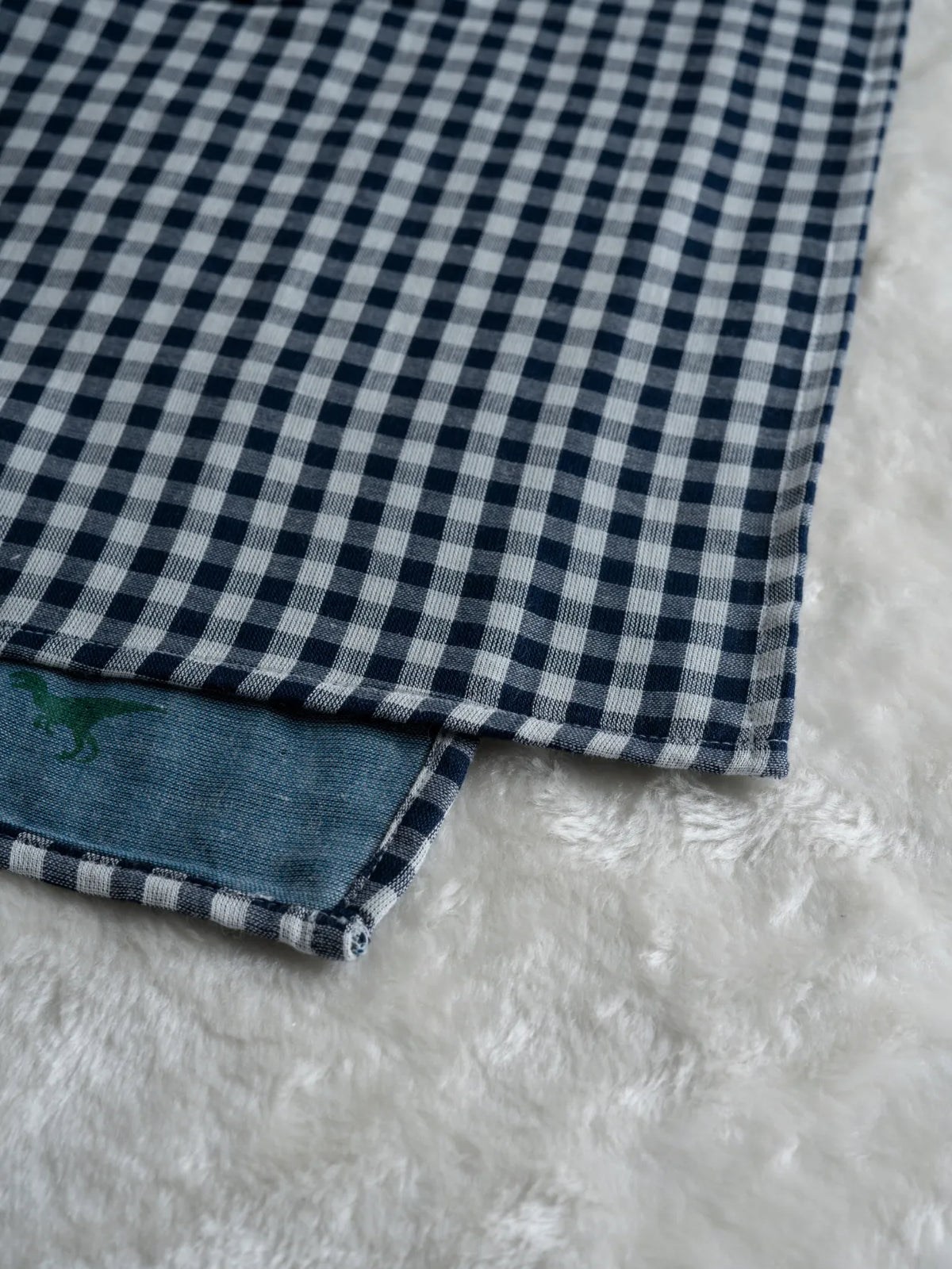 COTTON MUSLIN SWADLE WRAP - NAVY CHECK