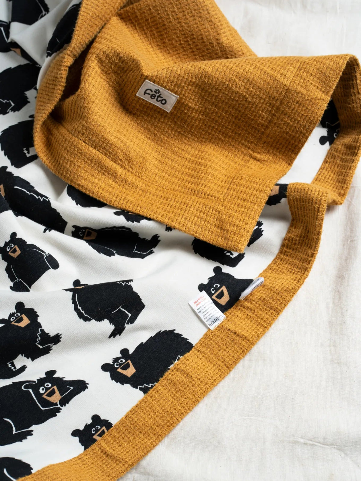 BABY WAFFLE BLANKET 2 LAYER - BURGUNDY NAUGHTY BEAR