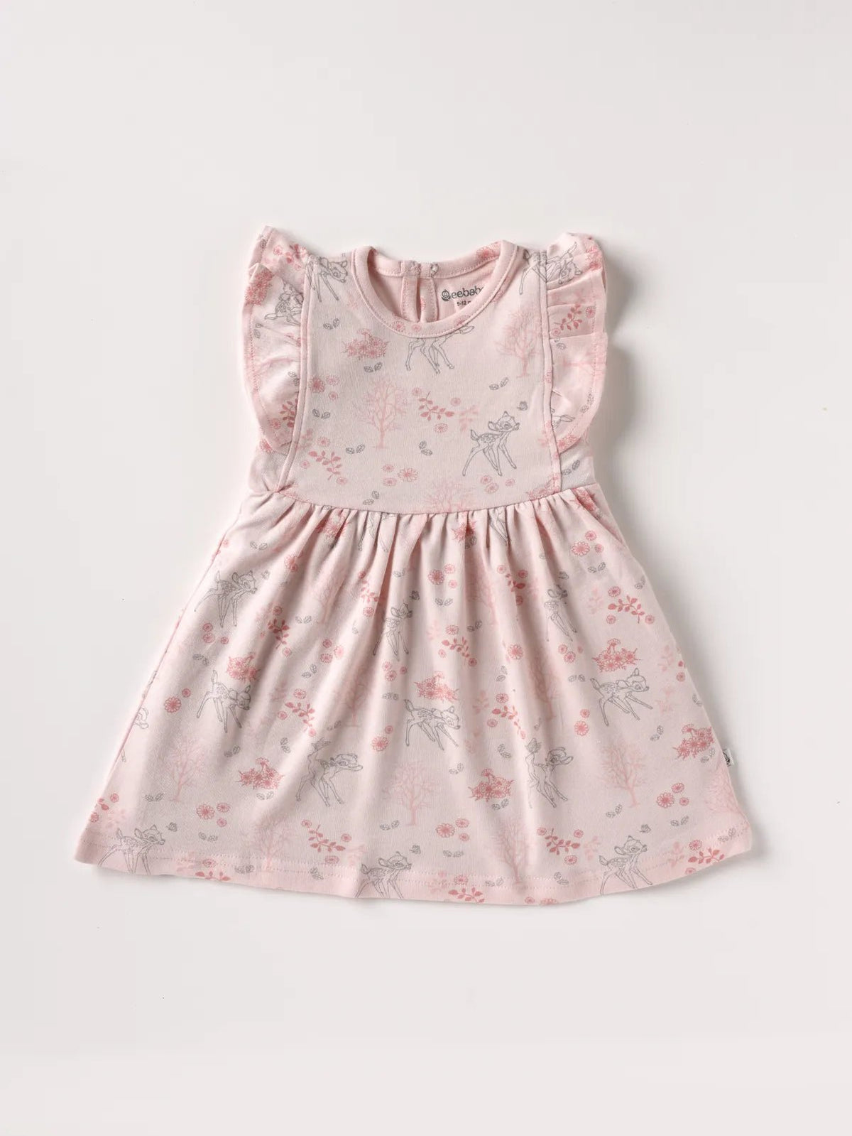 Sleeveless pink & graphic pattern frock for baby girls