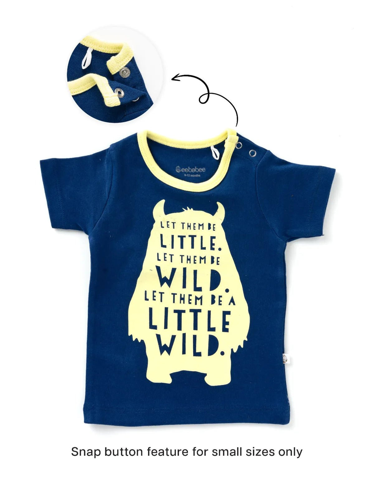 Half sleeve blue & off white graphic t-shirt for baby