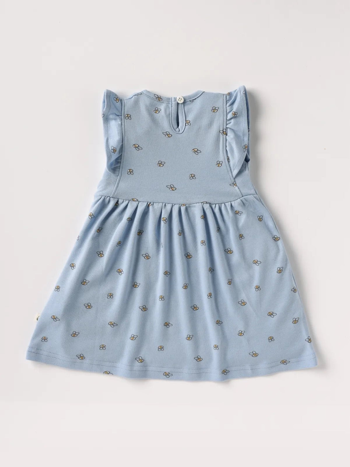 Sleeveless blue frock for baby girls