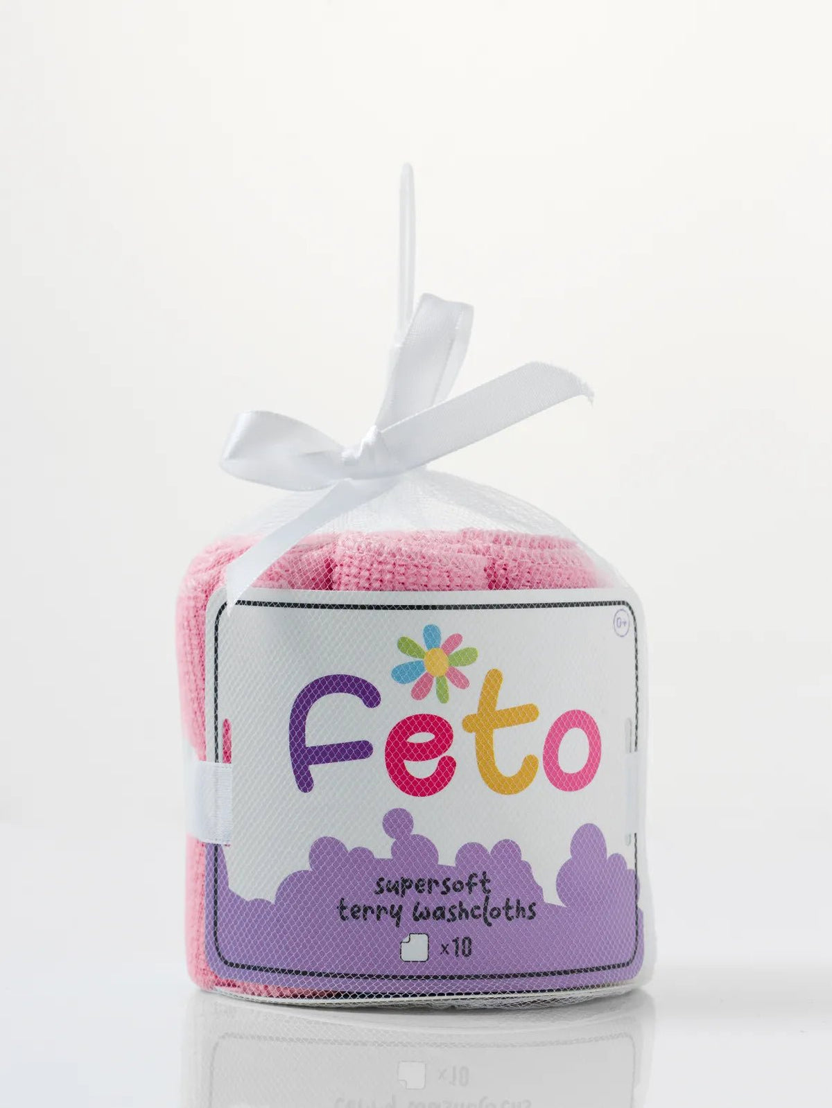 White & pink washcloth combo for baby boys & girls
