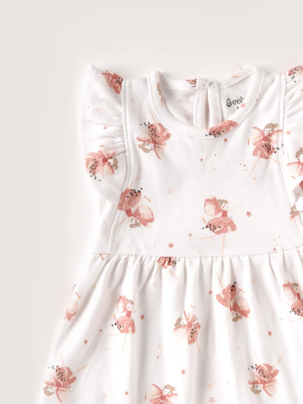Sleeveless pure white & pink frock for baby girls