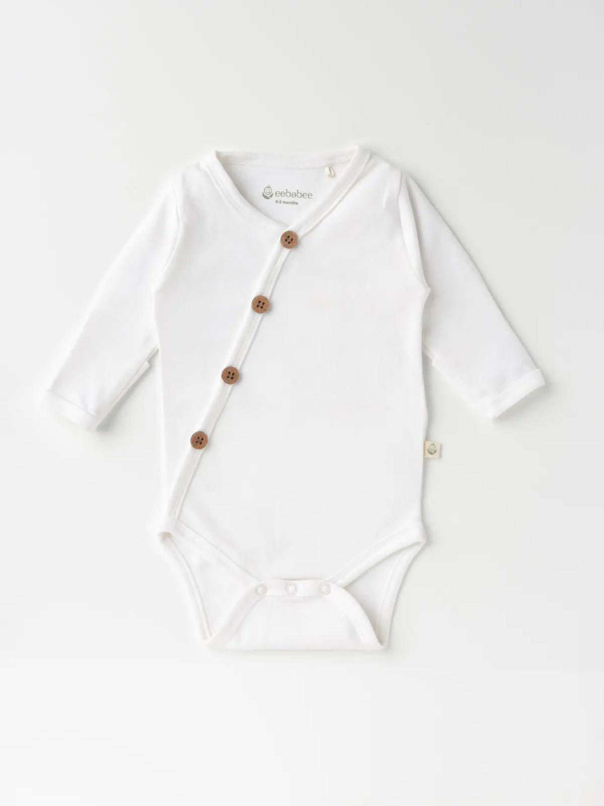 Full sleeve pure white cross button  bodysuit  for baby