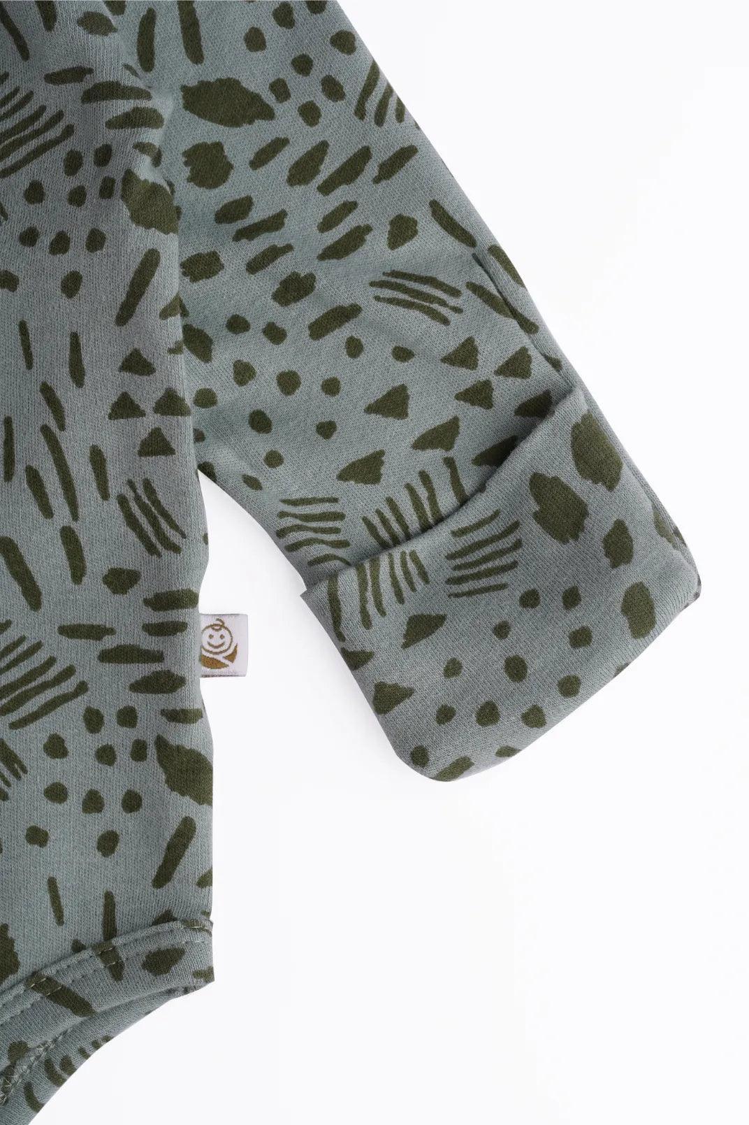 Full sleeve green & black bodysuit for baby
