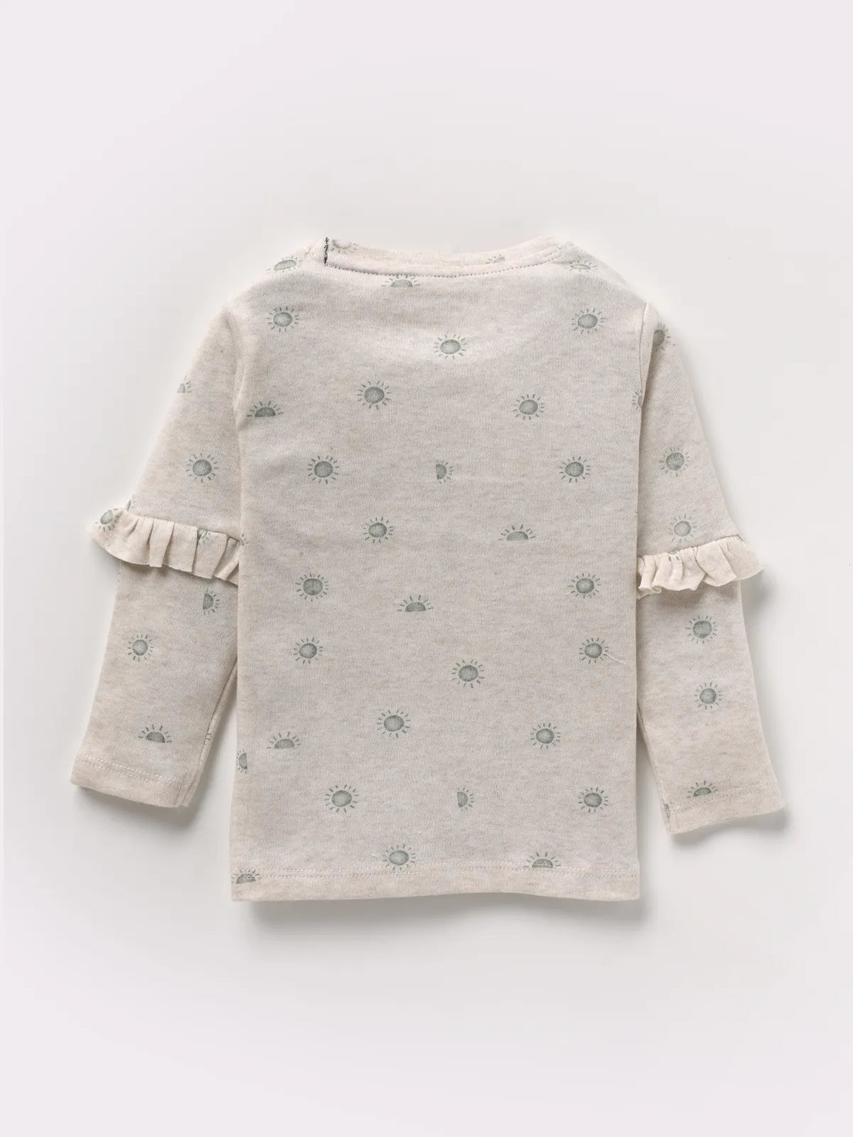 Full sleeve cream frill set for baby girl
