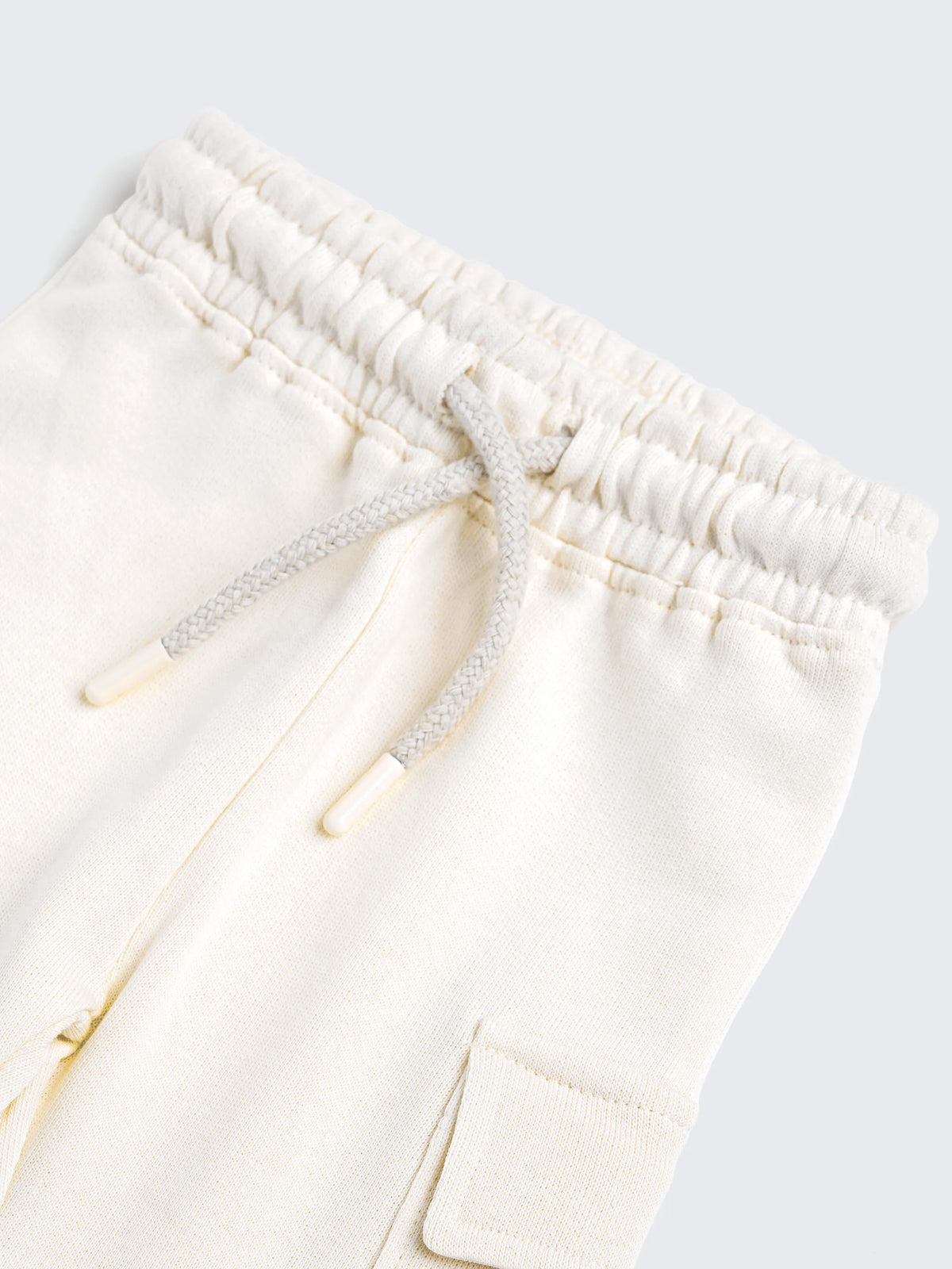 Solid Cargo Jogger Pants - Cream White