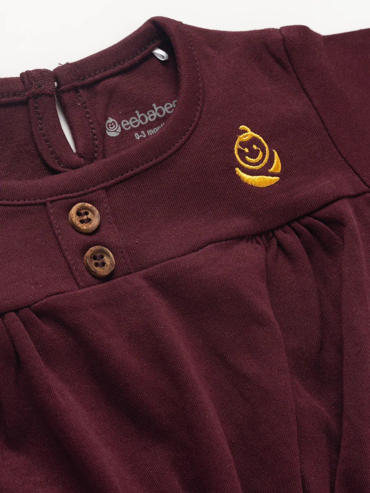 BABY GIRL SOLID FROCK CO-ORD SET - SUPER MAROON