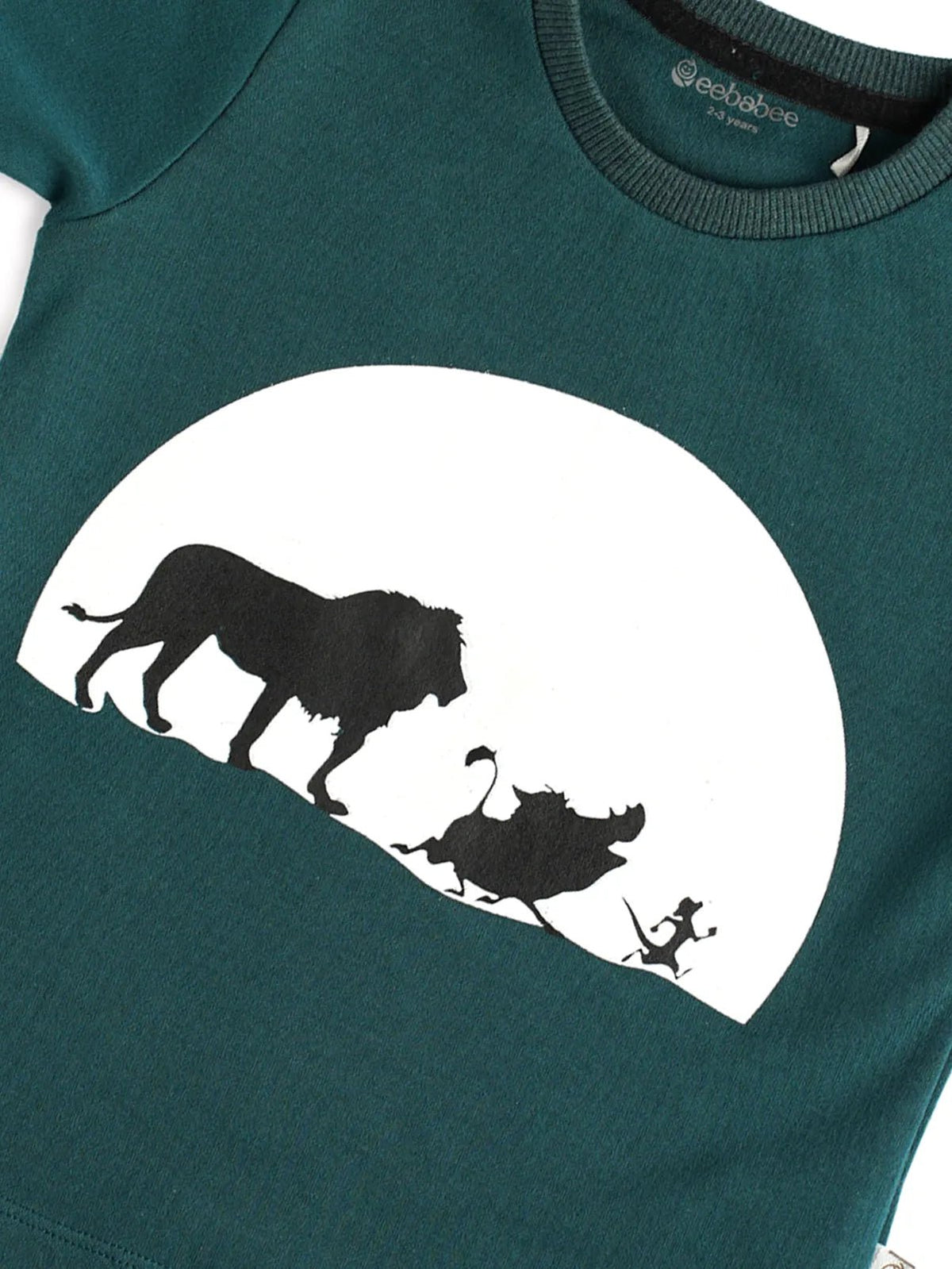 Half sleeve dark green graphic t-shirt for baby