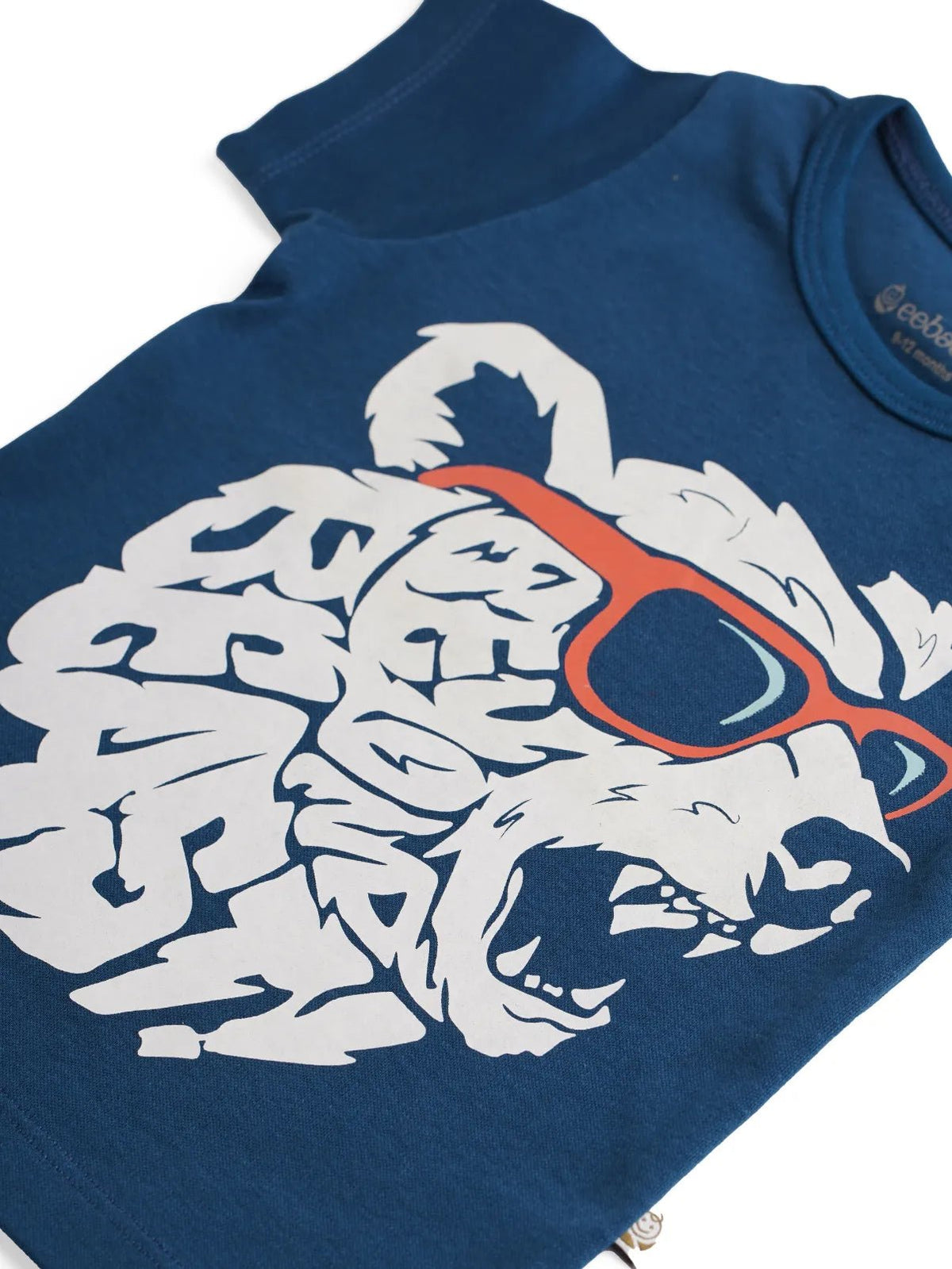 Half sleeve blue & white graphic t-shirt for baby