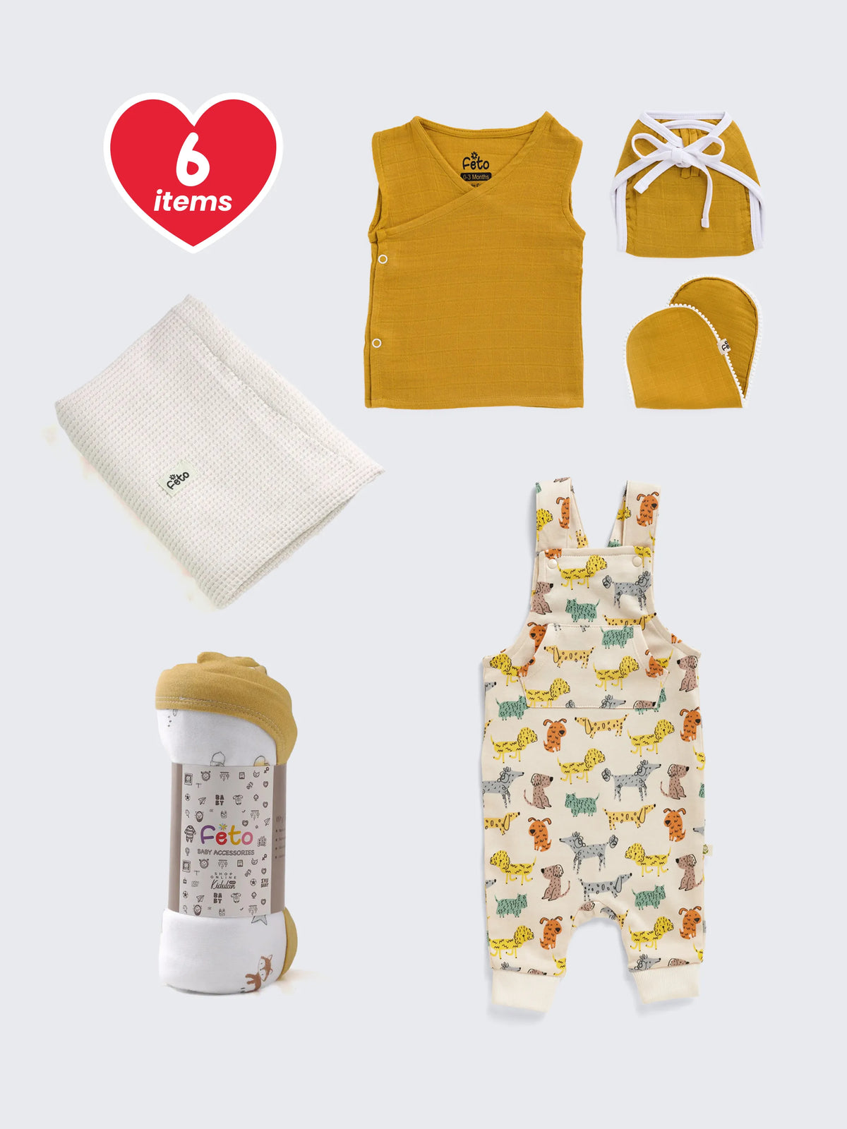 6-Piece Newborn Gift Set – Dungaree, Jabla, Towel & More