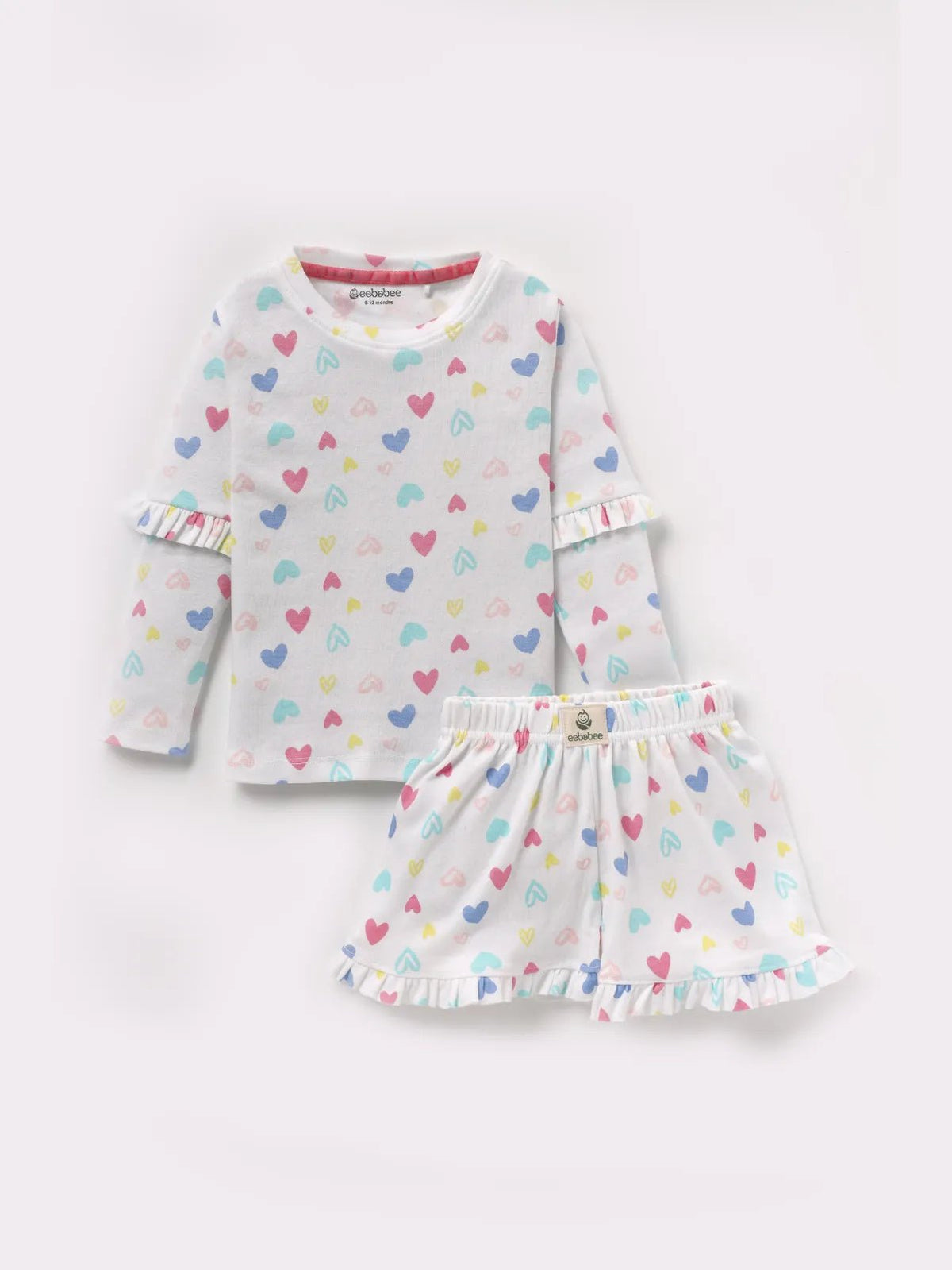 Full sleeve Graphic Pattern in Black & Grey frill set for baby girl
