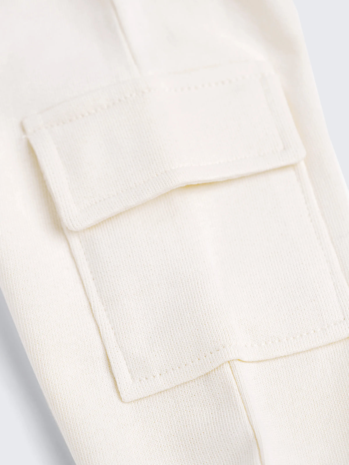 Solid Cargo Jogger Pants - Cream White