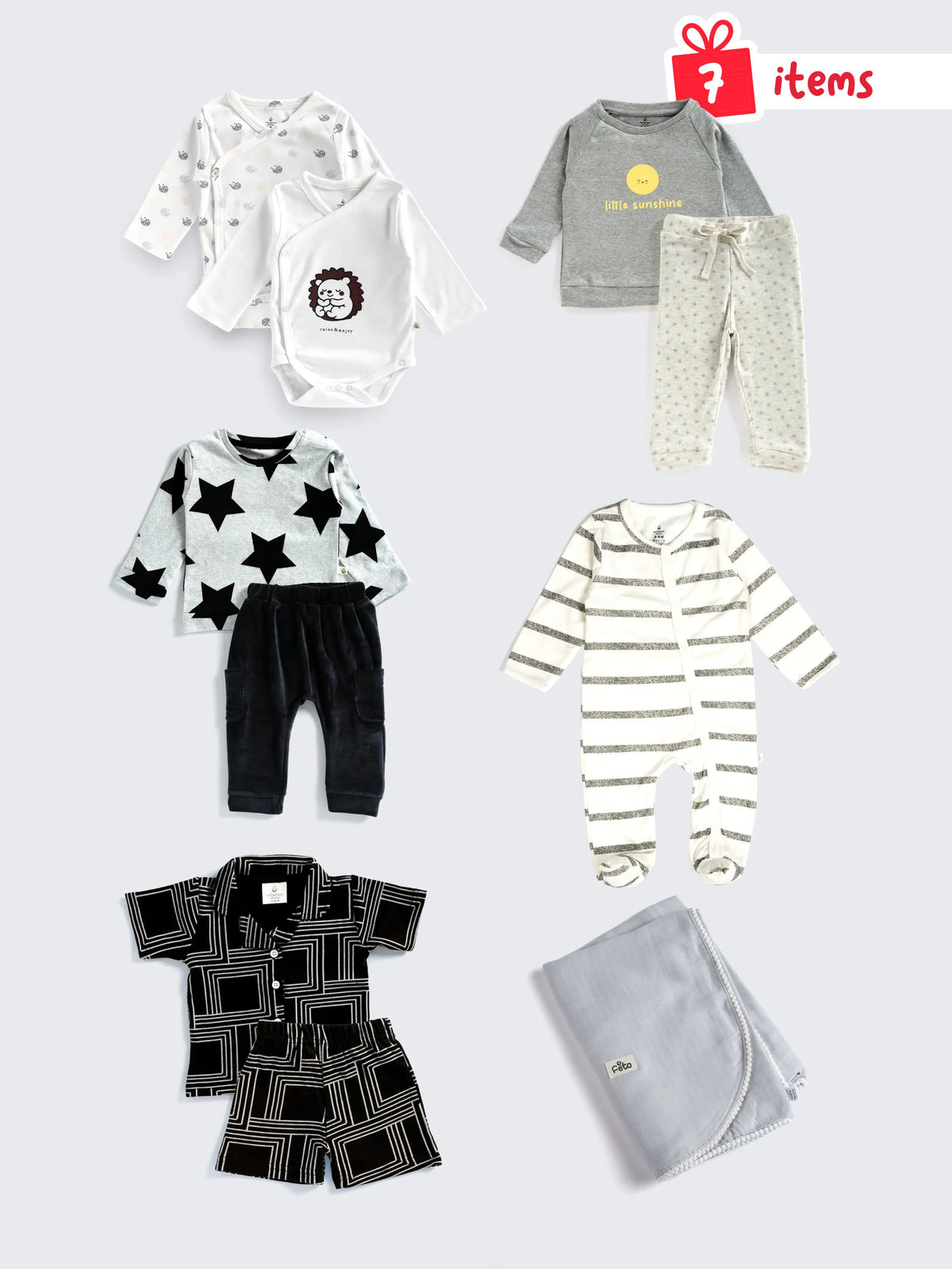 Newborn Unisex Baby Essentials – 7-Piece Starter Set