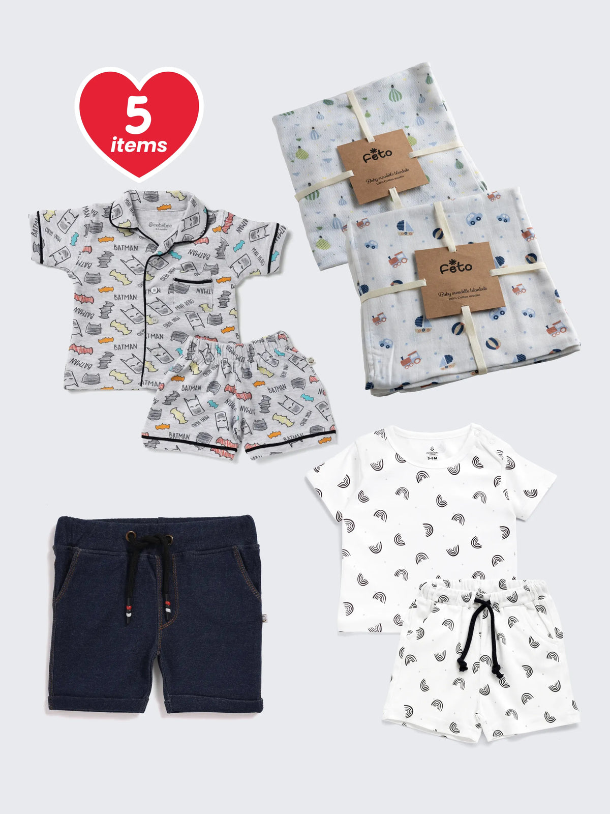 Boys' Daily wear Essentials – 5 Pc Combo Set