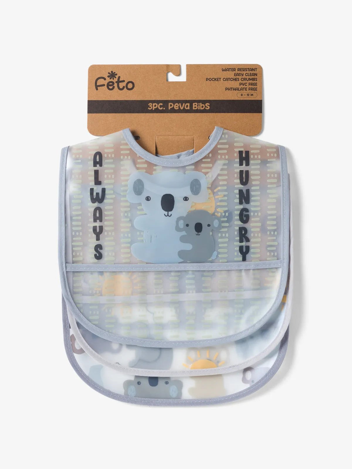 Grey & blue teddy  graphic pattern Baby bibs combo for baby boys & girls
