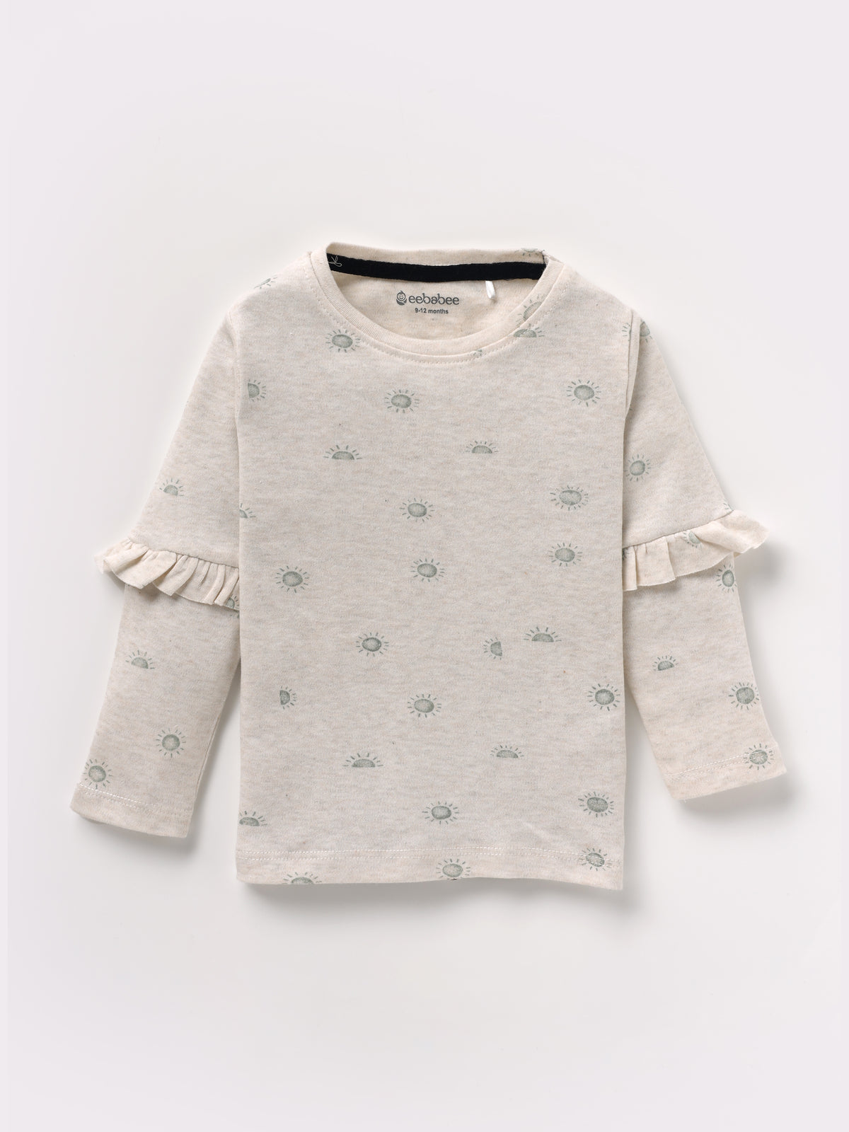 Full sleeve cream frill set for baby girl