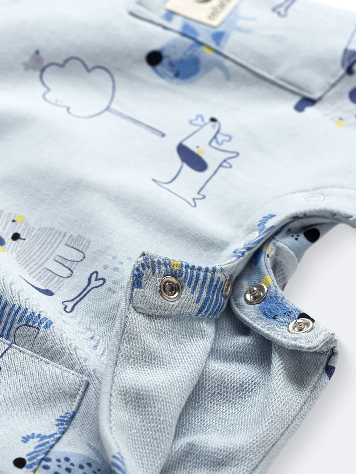 Cotton Dungaree Set with Playful Puppy Print