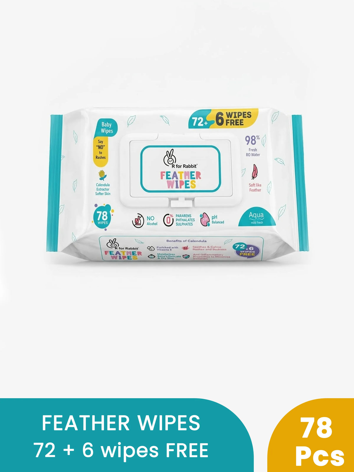 Feather Aqua Wipes - With Calendula Extract