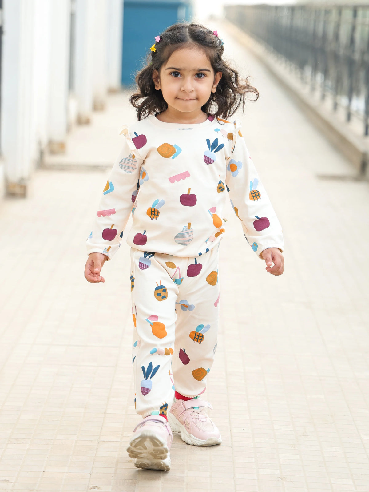 Girls Printed Long Sleeve Top & Pant Set