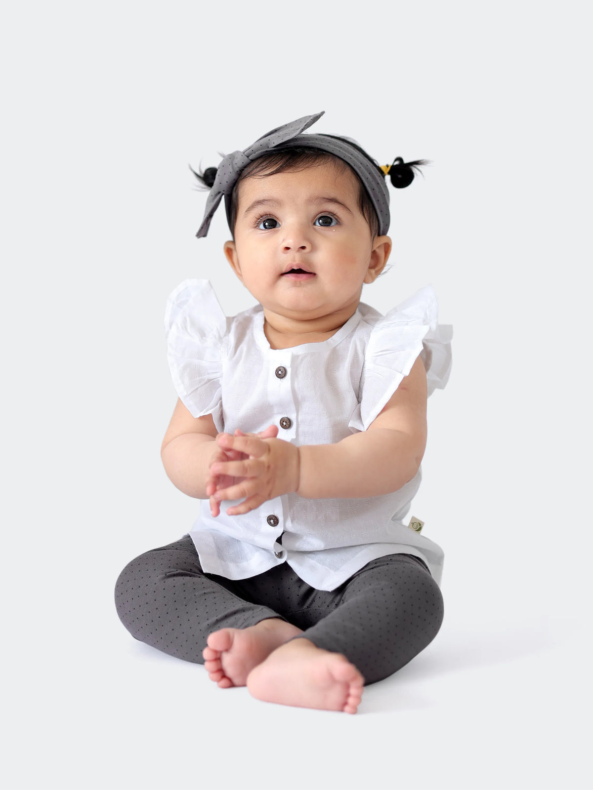 Ruffle Top & Polka Dot Legging Set – Charcoal