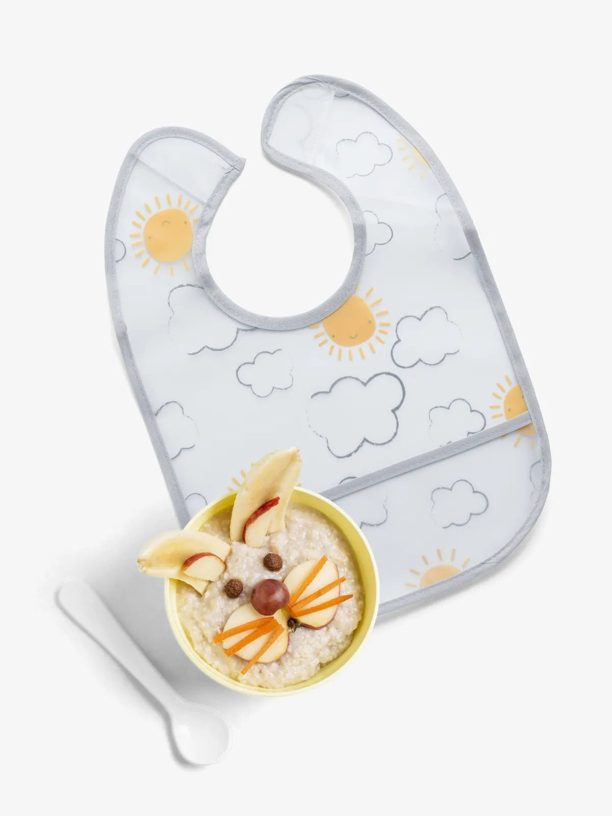 Grey & blue teddy  graphic pattern Baby bibs combo for baby boys & girls