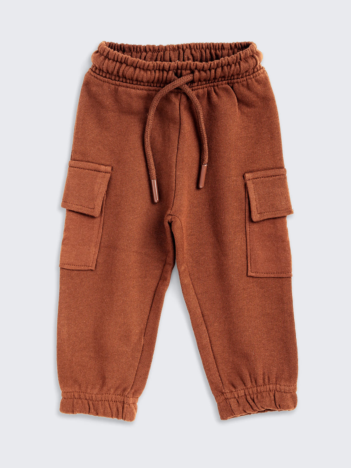 Boys Solid Cargo Joggers - Rust Brown