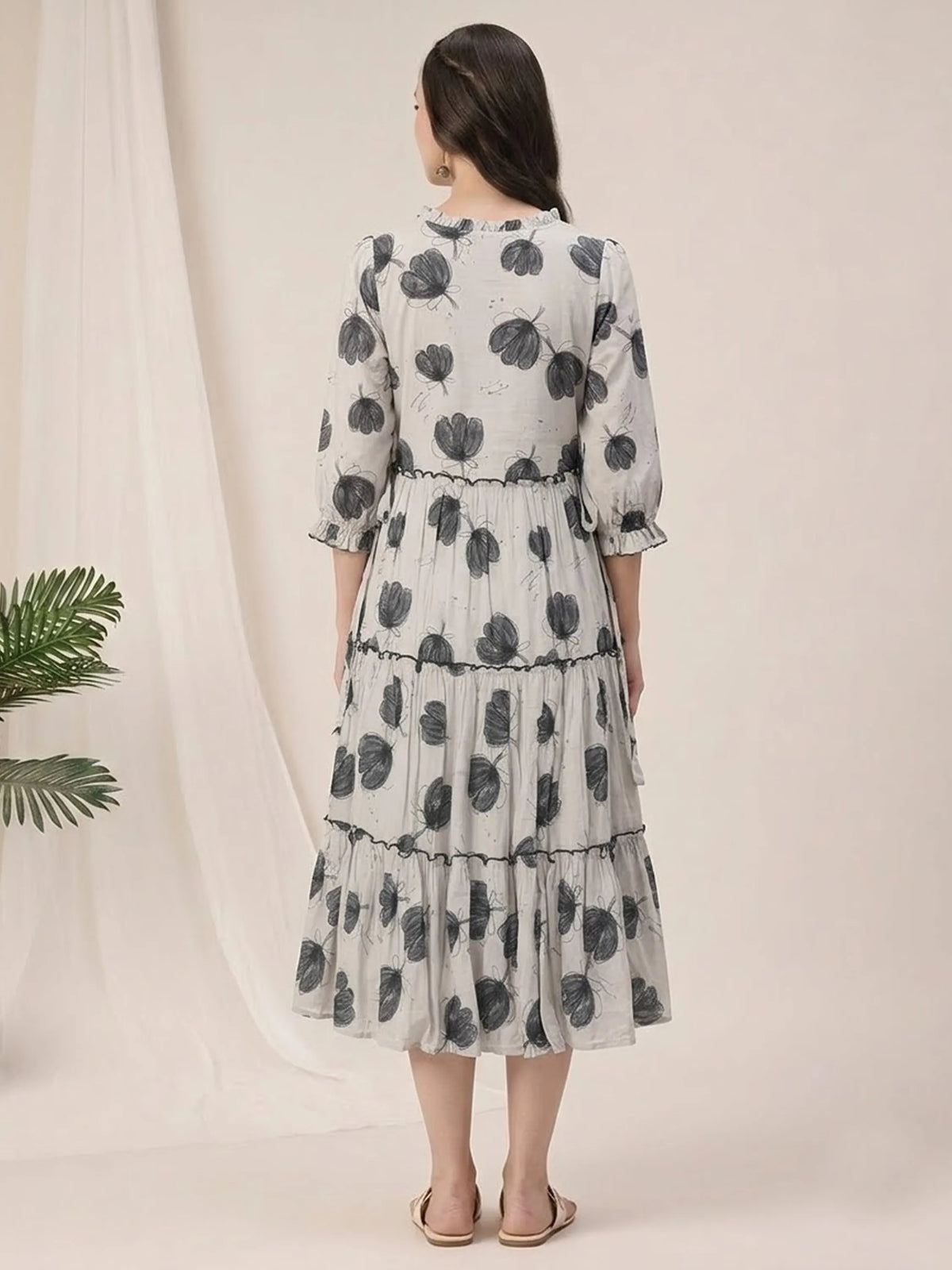 Printed Cotton Maternity & Feeding Gown