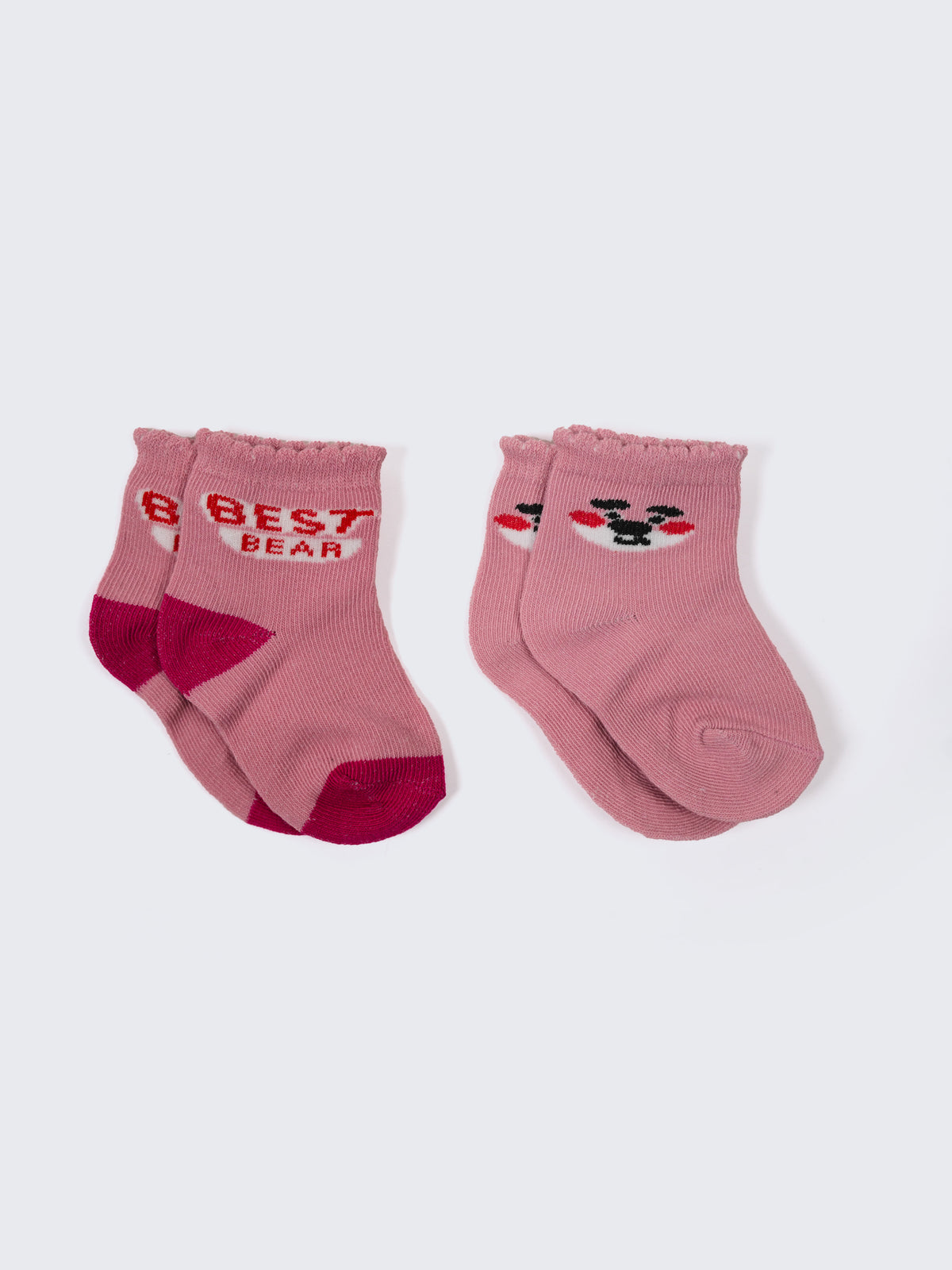 Ankle Socks Bear & Smiley Design -2 Pair Pack