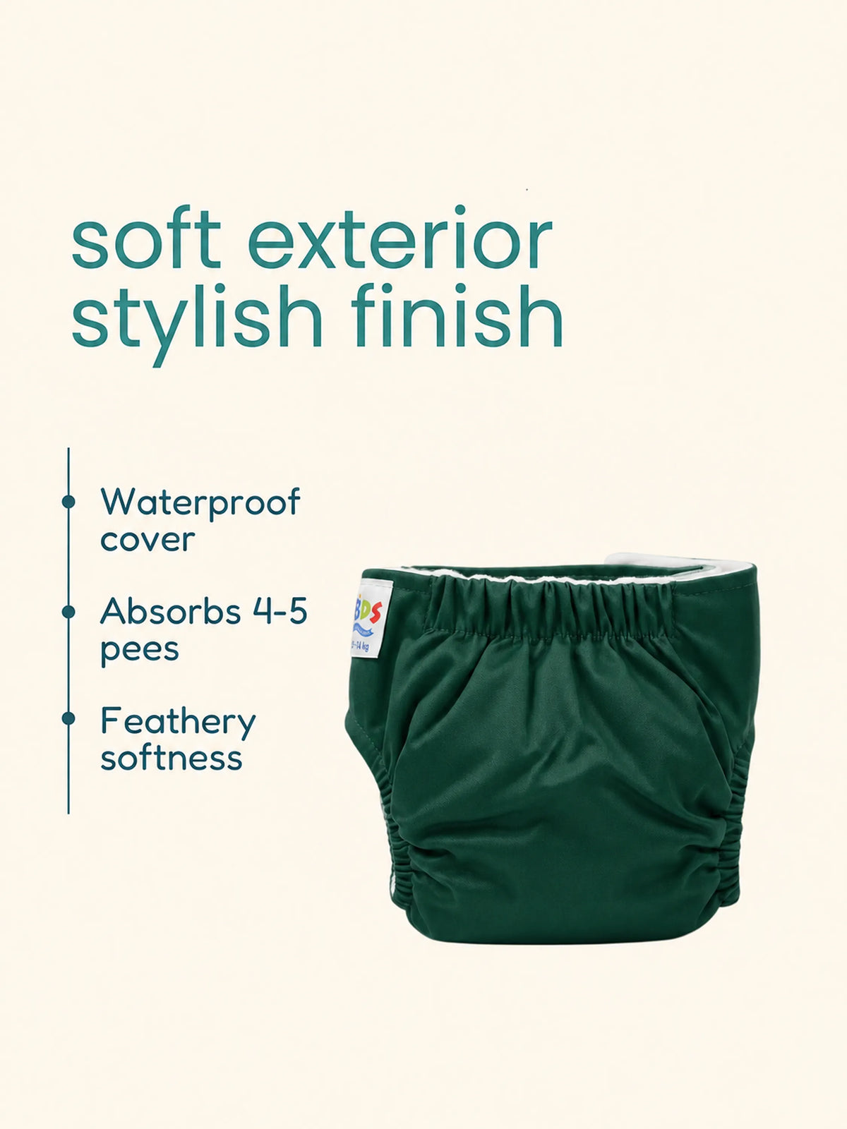 Newborn Reusable Cloth Diaper with Pad -Green