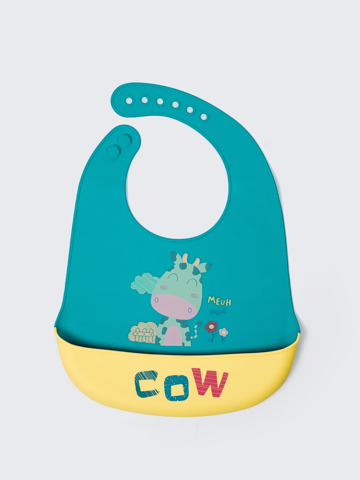 Silicone Waterproof Baby Feeding Bib -Cow Print