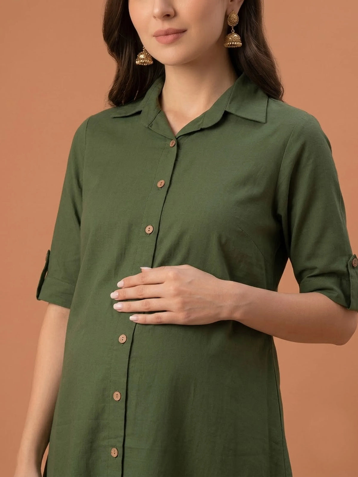 Women's Button-Front Maternity Dress