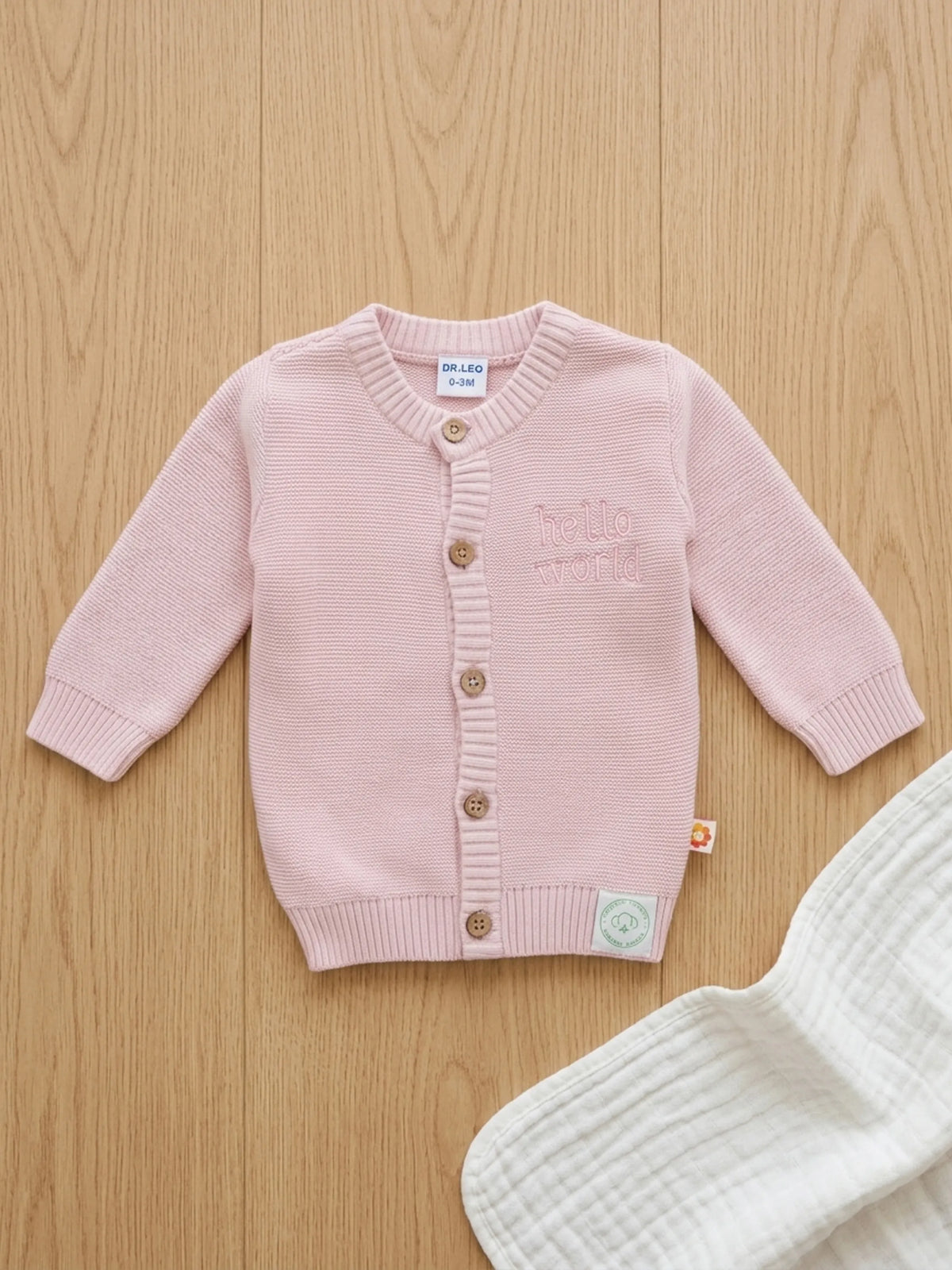 Baby Pink Organic Cotton Knitted Cardigan