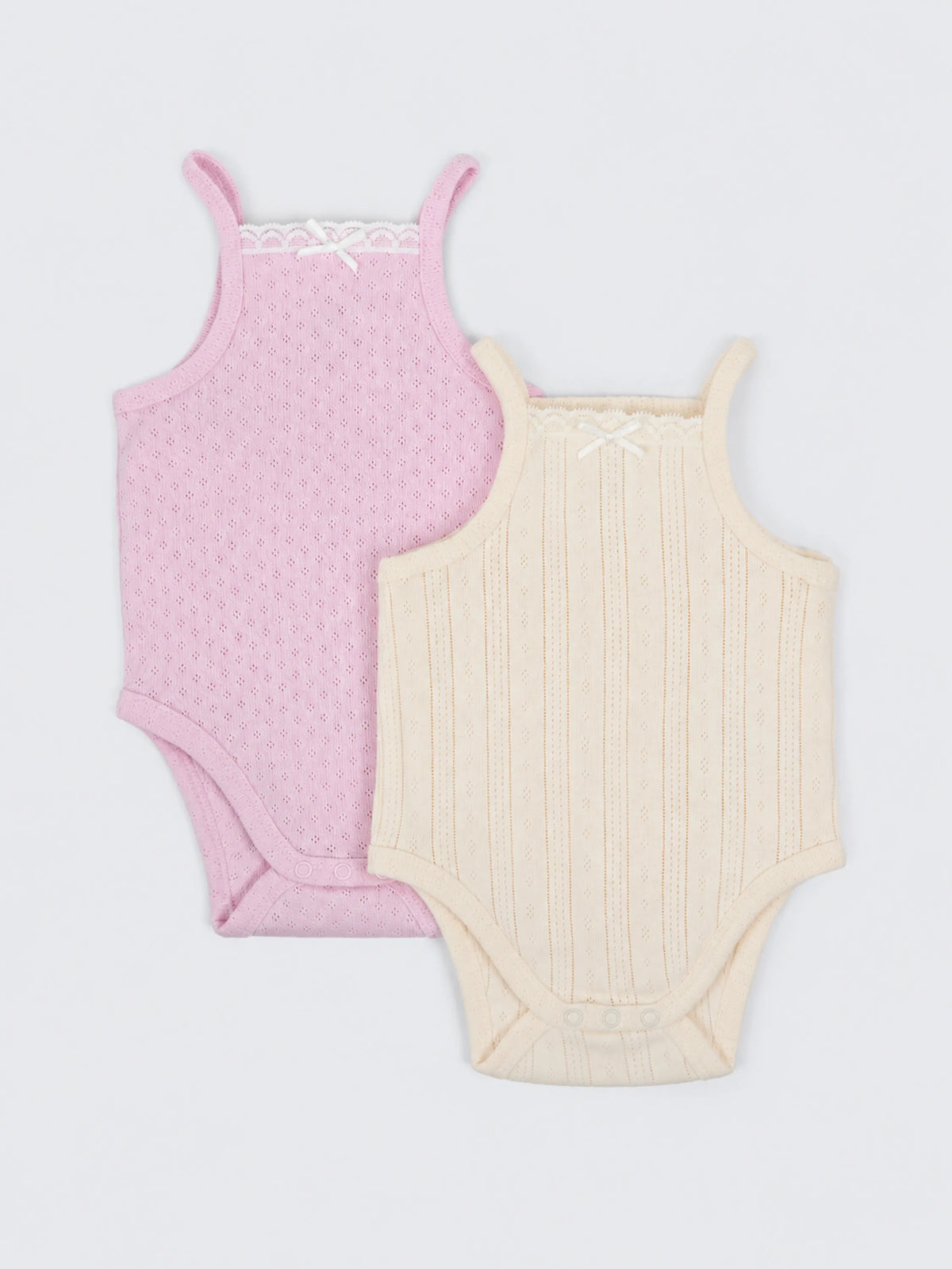 Baby Girls Pink Pointelle Bodysuit 2 Piece Combo