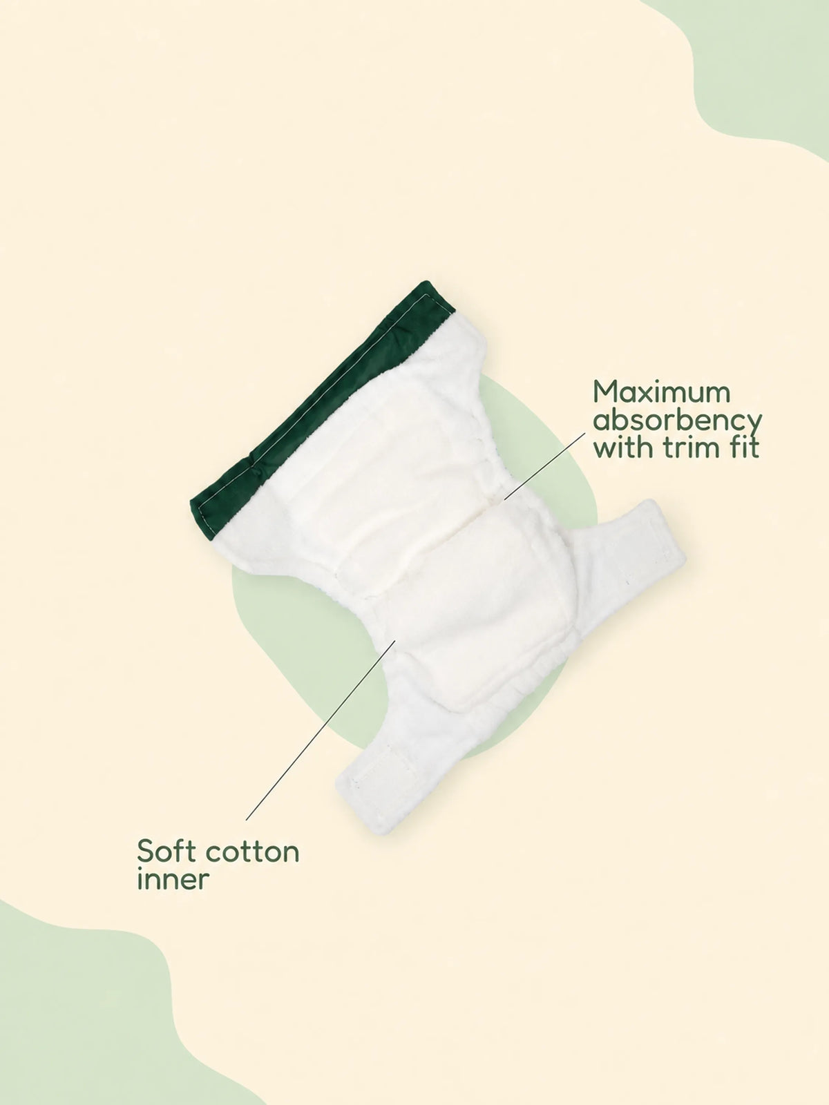 Newborn Reusable Cloth Diaper with Pad -Green