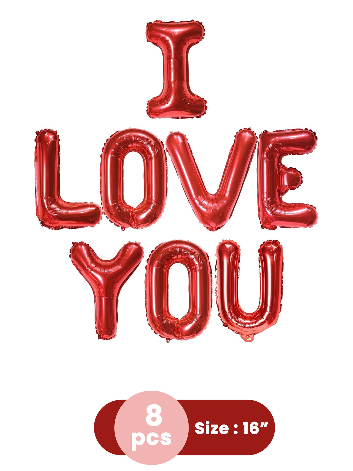 Red “I Love You” Foil Letter Balloon Set