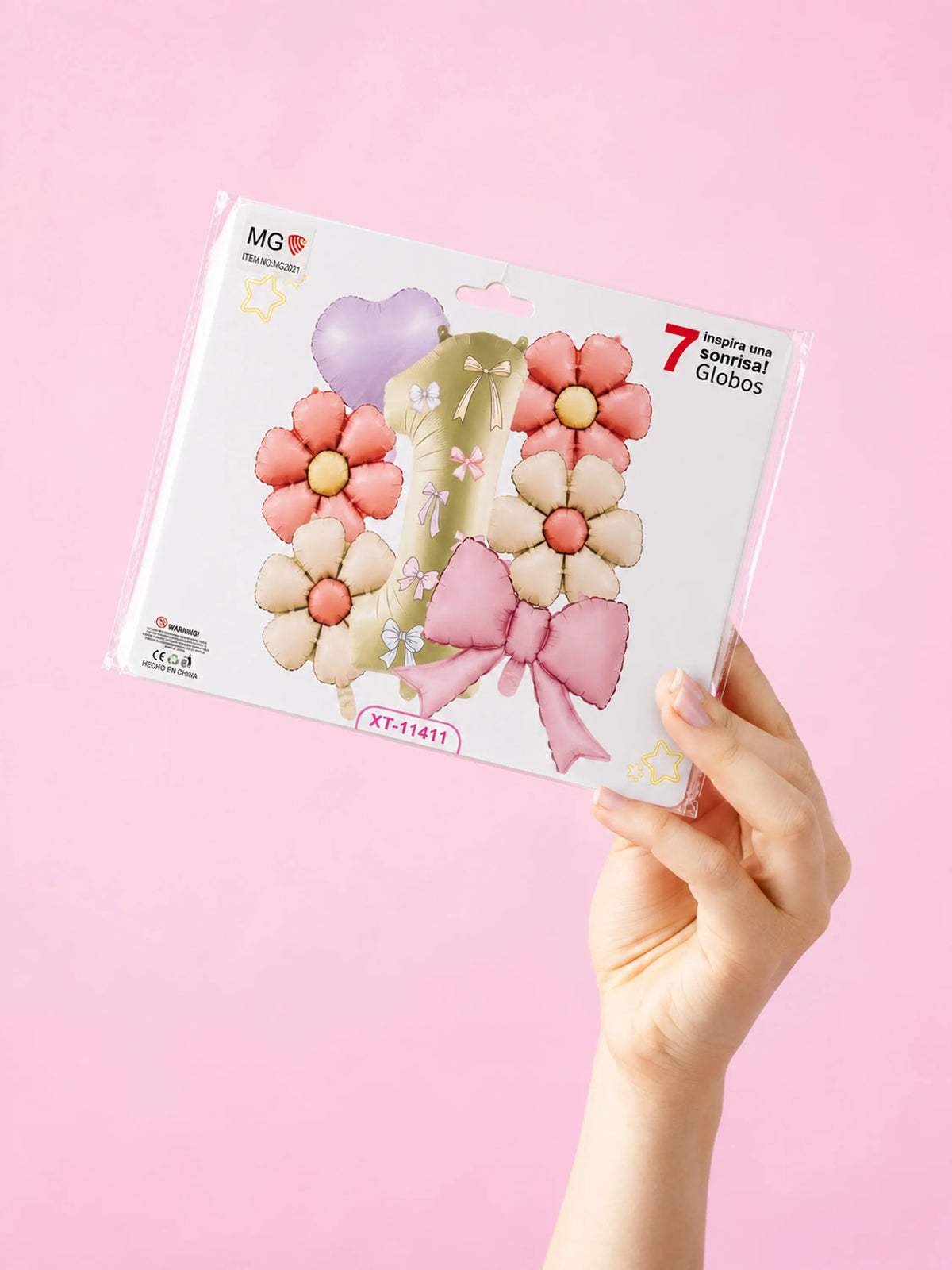 Pink & Gold Number 1 Foil Balloon Set – 7 Pcs