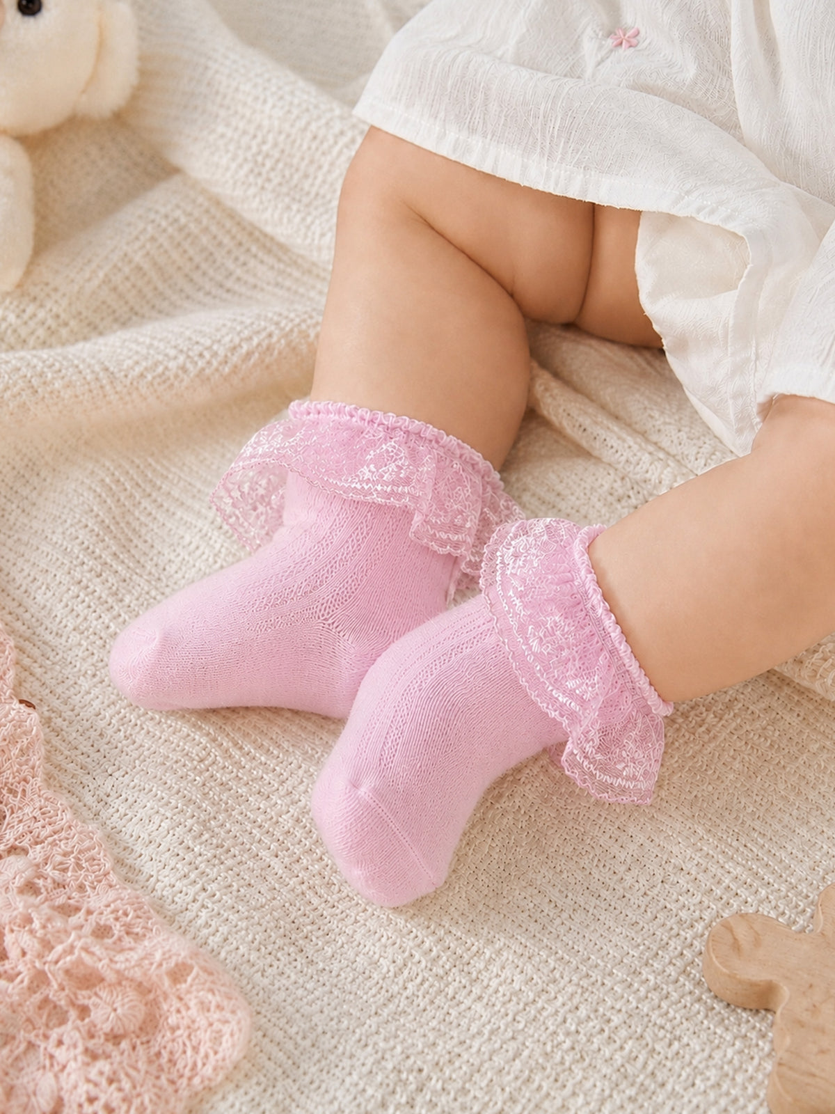 Baby Girls Lace Frill Socks - Pack of 3