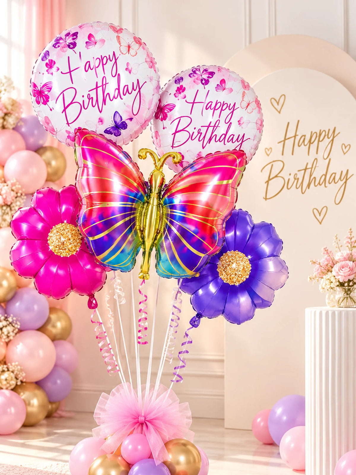 Butterfly Foil Balloon Birthday Set Party Decor 5-Piece