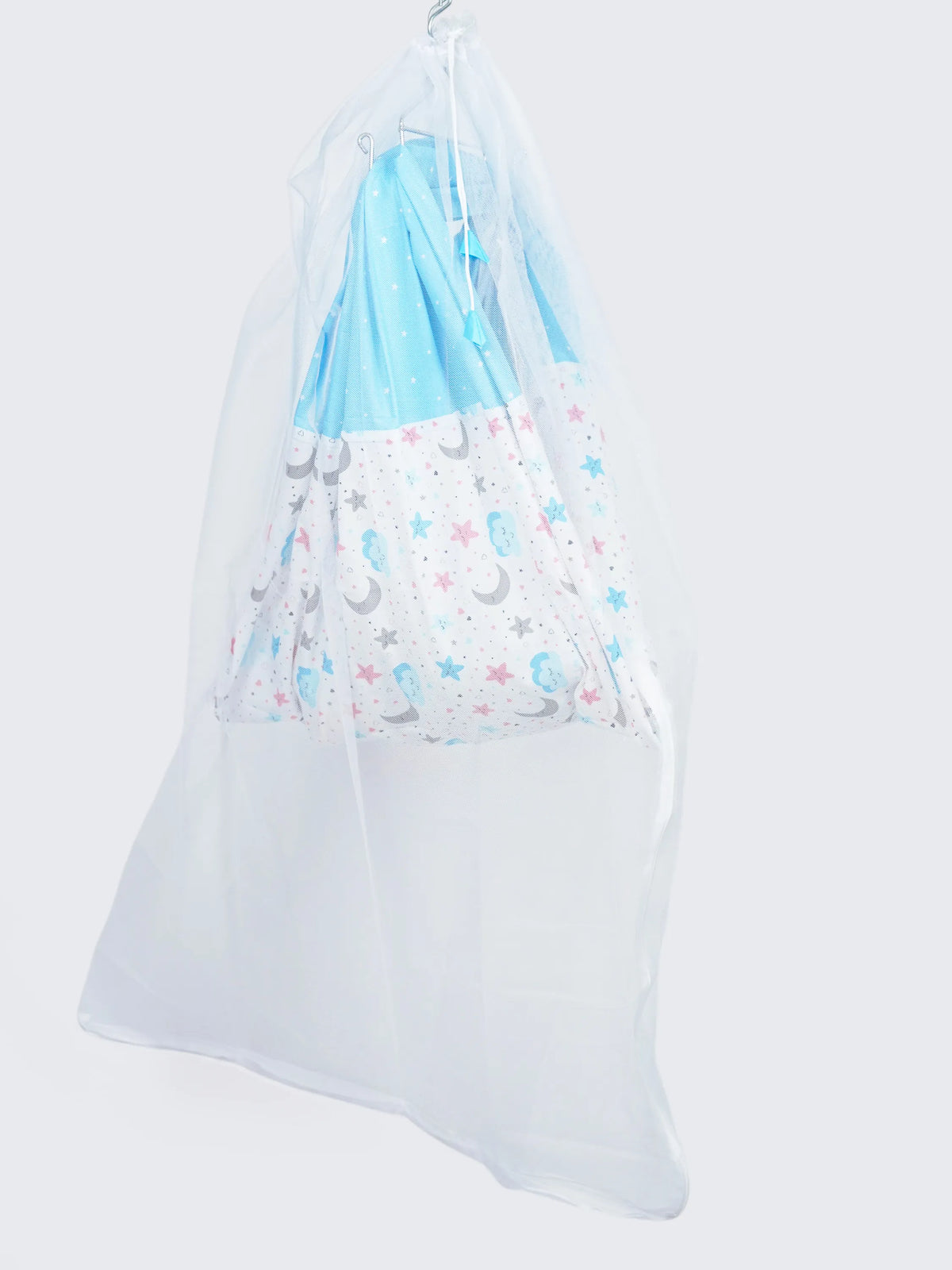 Twill Mix & Match Thottil/Jhula/Cradle Cloth with Net - Moon & Star