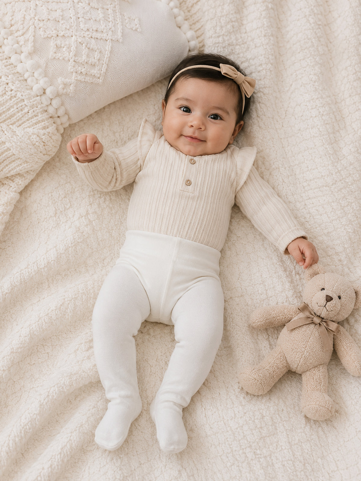 Baby Footed Tights Soft Stretch-White