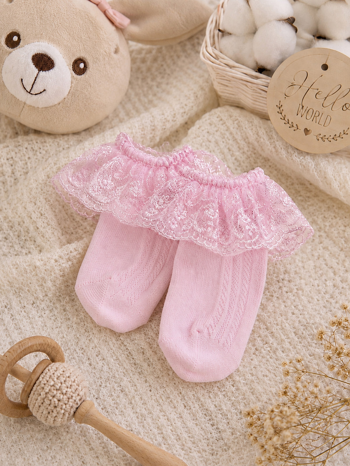Baby Girls Lace Frill Socks - Pack of 3