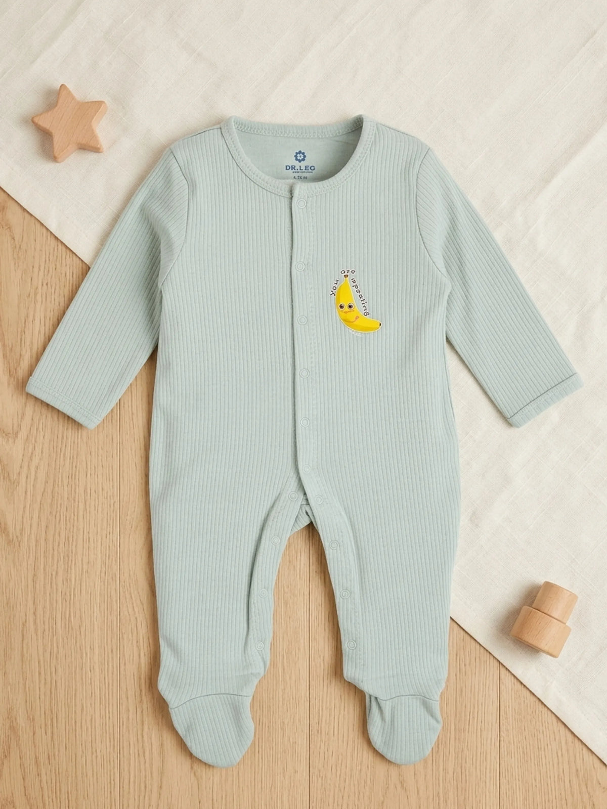 Unisex Baby Solid Sleepsuit Green