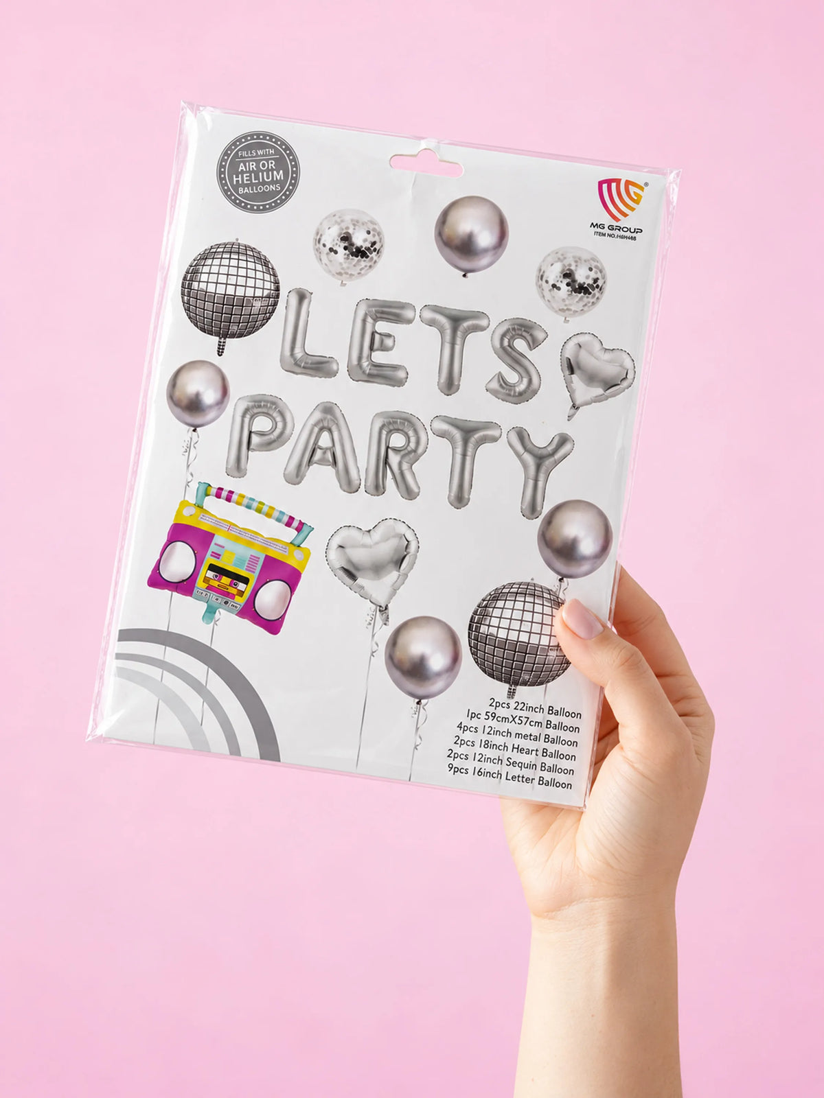 20 Piece Lets Party Foil Balloon Disco Ball Boombox Mylar Set
