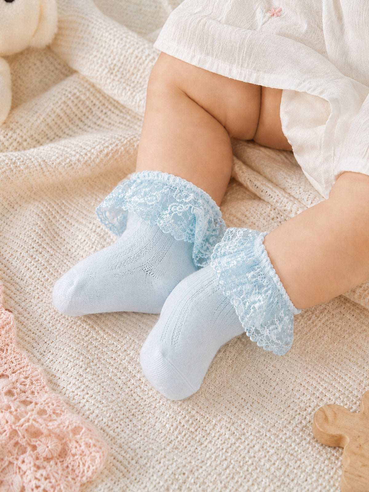 Baby Girls Lace Frill Socks - Pack of 3
