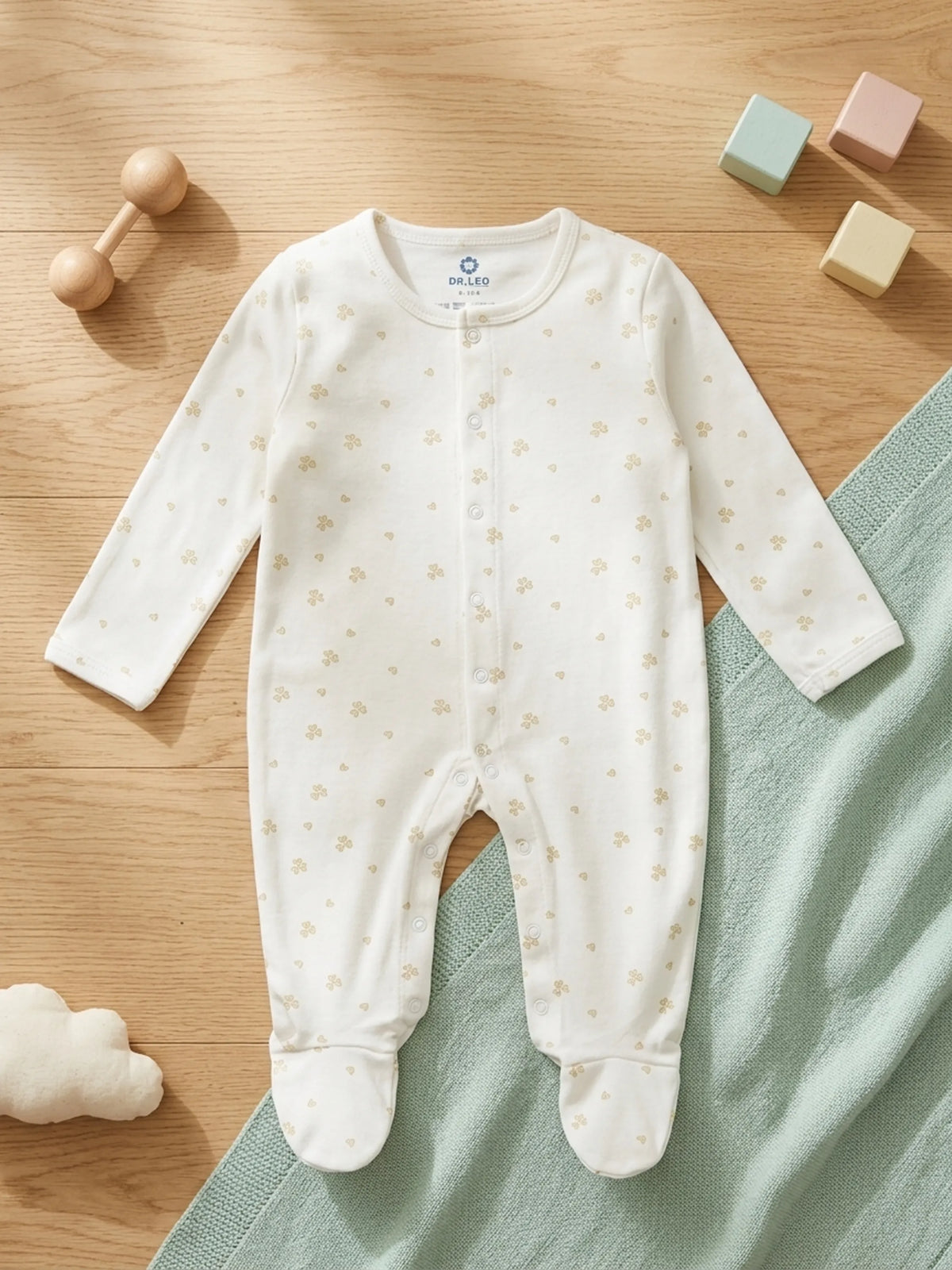 Baby Ivory Printed Footed Sleepsuit