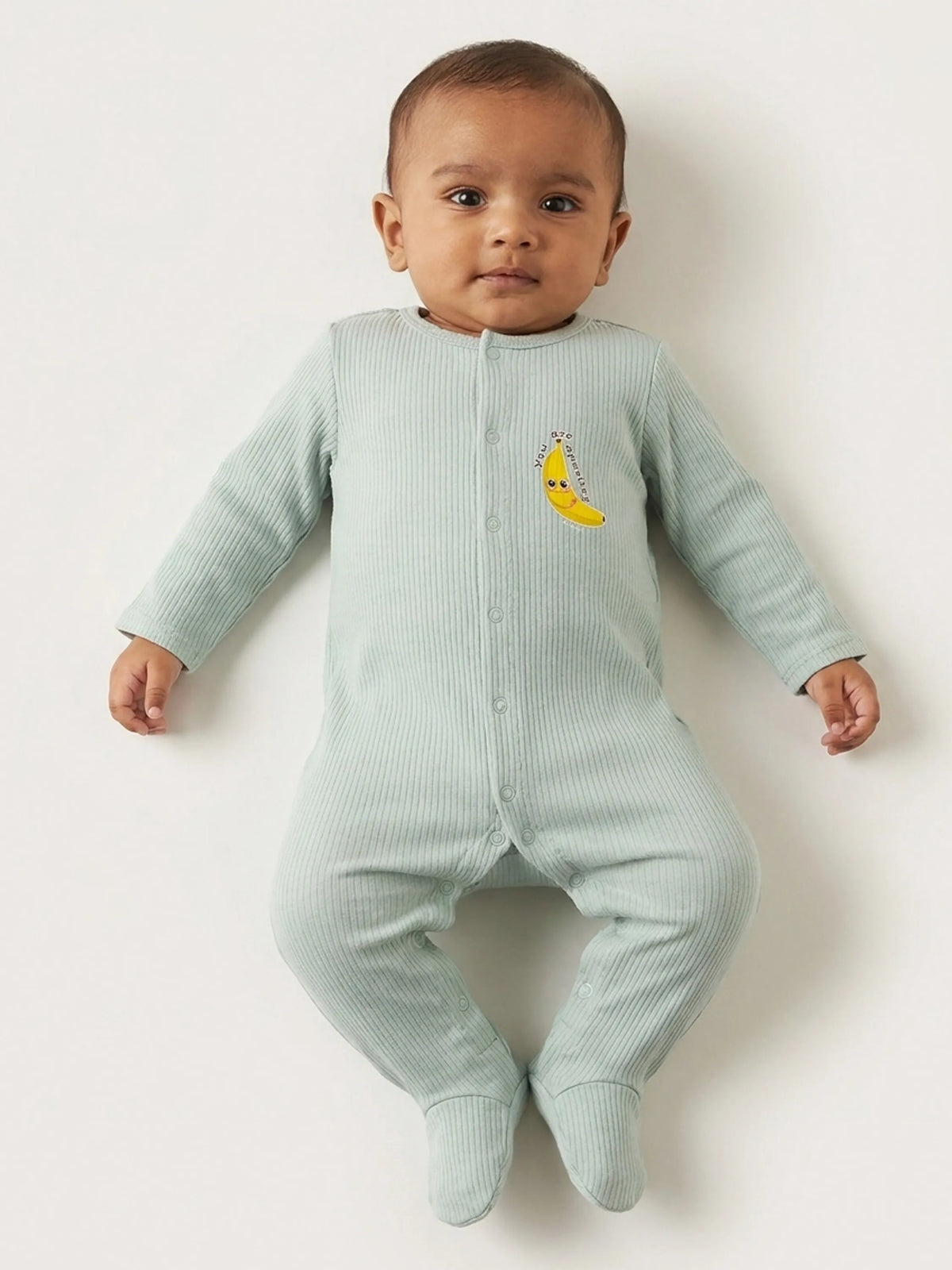 Unisex Baby Solid Sleepsuit Green