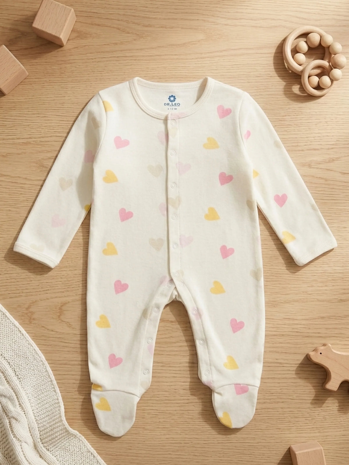 Unisex Baby Heart Print Sleepsuit