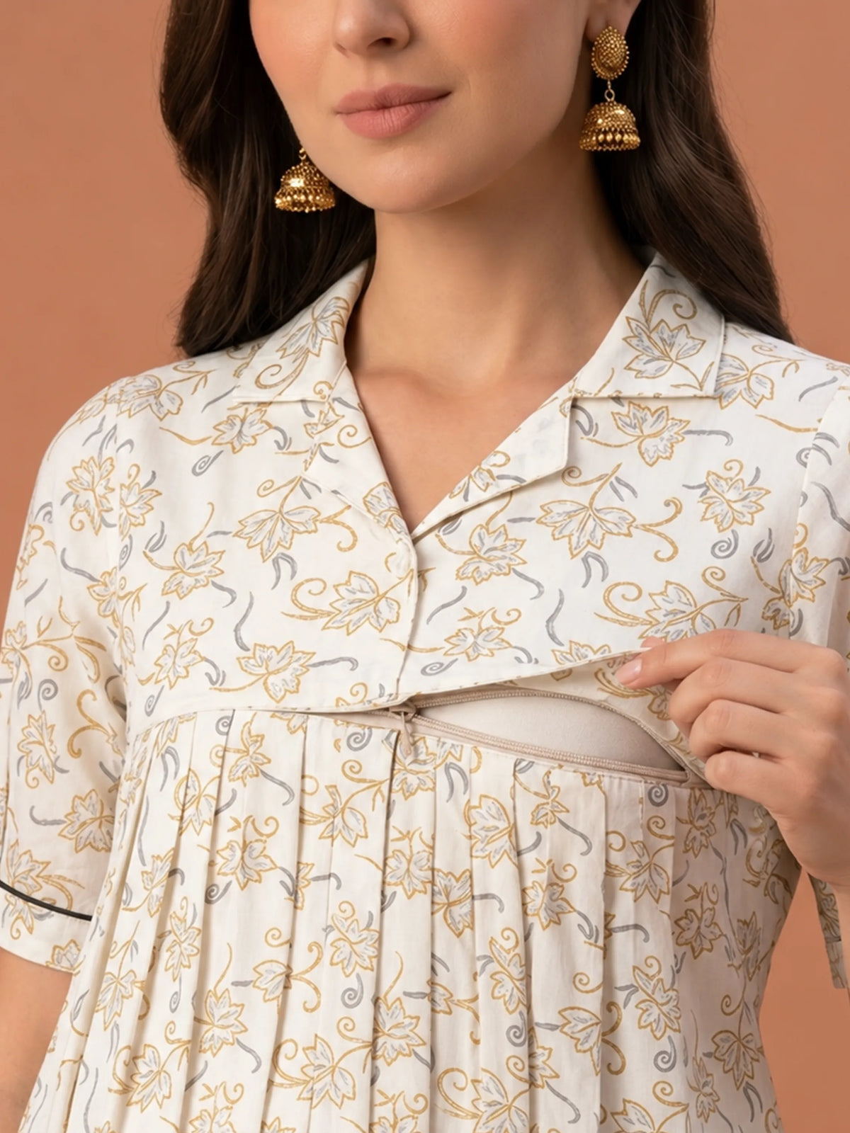 Floral Printed Maternity Feeding Dress